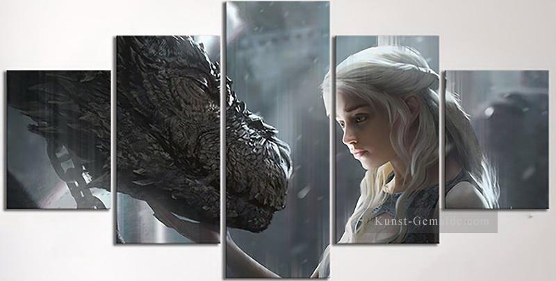 Dragon Daenerys Targaryen 5 Paneele Spiel der Throne Ölgemälde